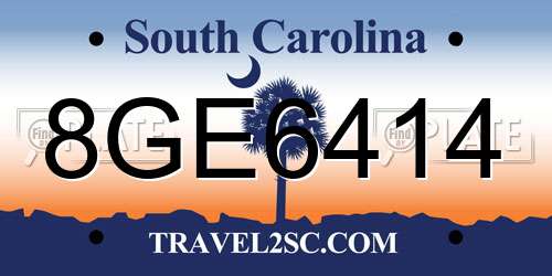 8GE6414 South Carolina License Plate