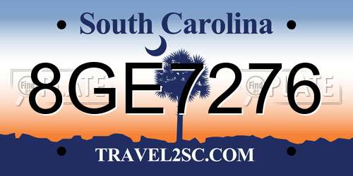 8GE7276 South Carolina License Plate