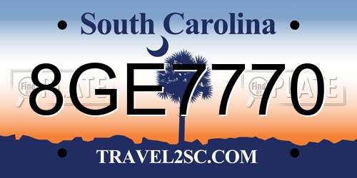 8GE7770 South Carolina License Plate
