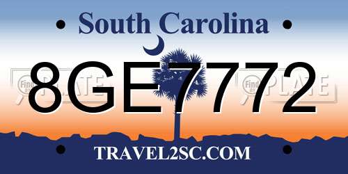 8GE7772 South Carolina License Plate
