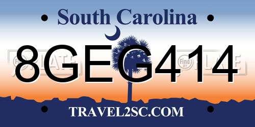 8GEG414 South Carolina License Plate