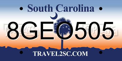 8GEO505 South Carolina License Plate