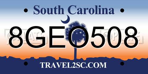 8GEO508 South Carolina License Plate