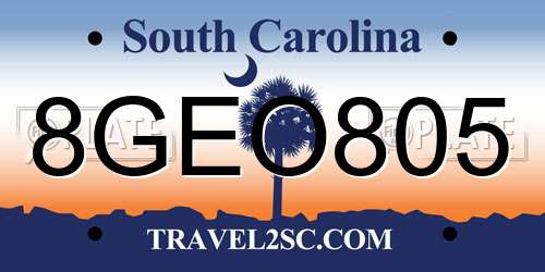 8GEO805 South Carolina License Plate