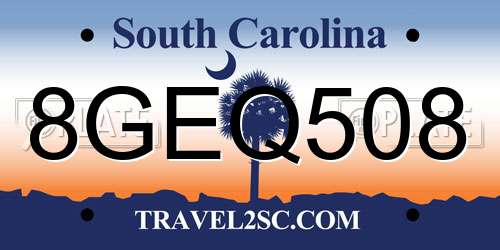 8GEQ508 South Carolina License Plate