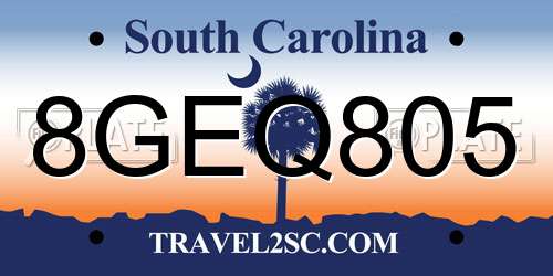 8GEQ805 South Carolina License Plate