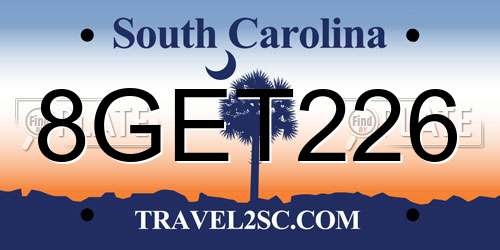 8GET226 South Carolina License Plate