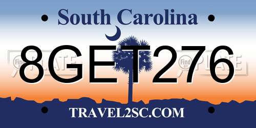 8GET276 South Carolina License Plate