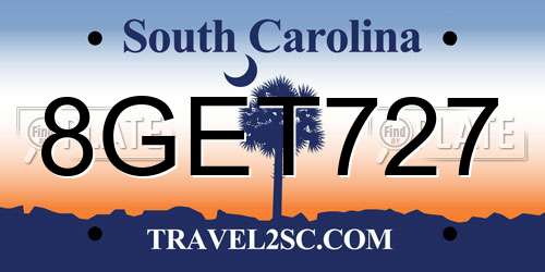 8GET727 South Carolina License Plate