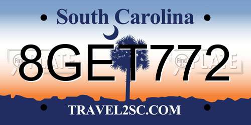 8GET772 South Carolina License Plate