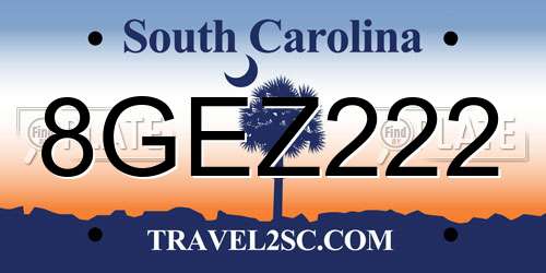 8GEZ222 South Carolina License Plate