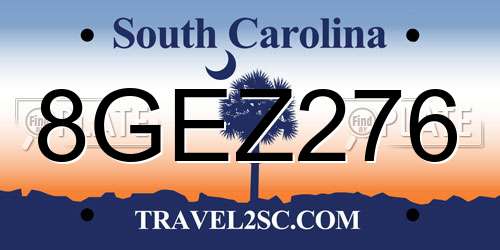 8GEZ276 South Carolina License Plate