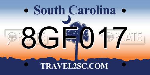 8GF017 South Carolina License Plate