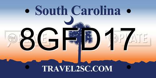 8GFD17 South Carolina License Plate