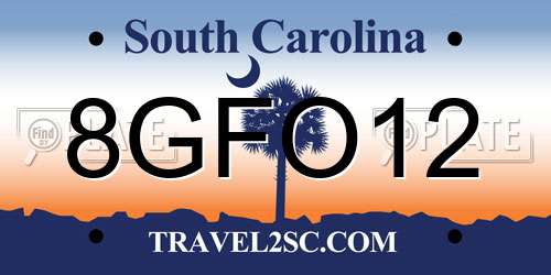 8GFO12 South Carolina License Plate
