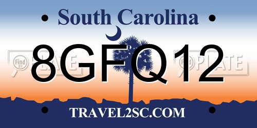 8GFQ12 South Carolina License Plate
