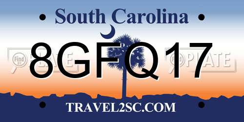 8GFQ17 South Carolina License Plate