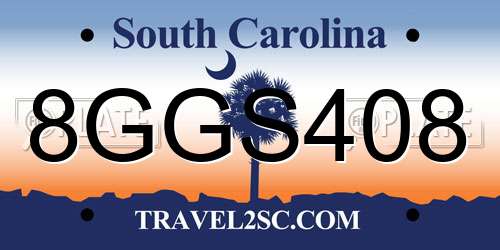 8GGS408 South Carolina License Plate