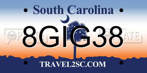 8GIG38 South Carolina License Plate