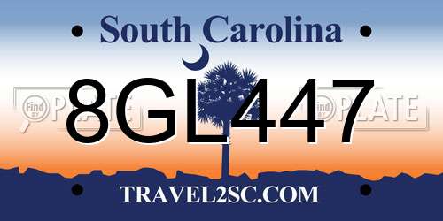 8GL447 South Carolina License Plate