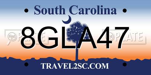 8GLA47 South Carolina License Plate