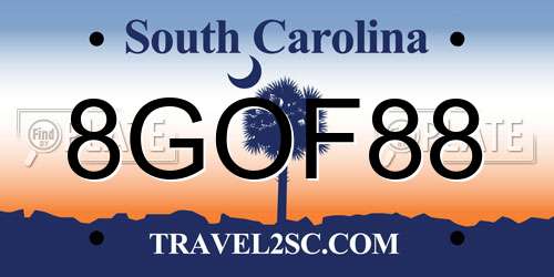 8GOF88 South Carolina License Plate