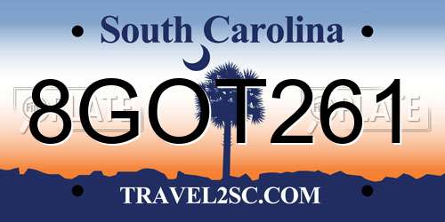 8GOT261 South Carolina License Plate
