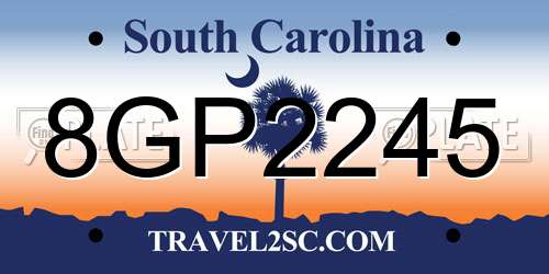 8GP2245 South Carolina License Plate
