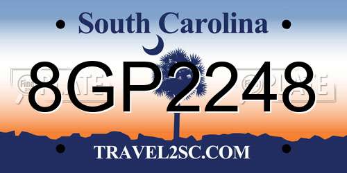 8GP2248 South Carolina License Plate