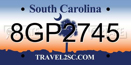 8GP2745 South Carolina License Plate