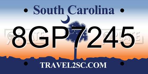 8GP7245 South Carolina License Plate