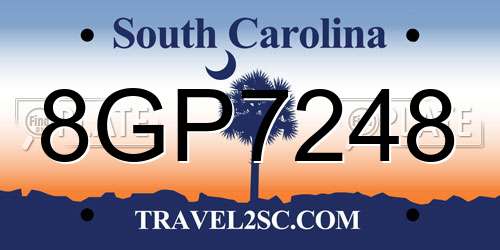 8GP7248 South Carolina License Plate