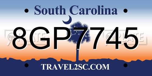 8GP7745 South Carolina License Plate