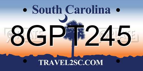 8GPT245 South Carolina License Plate