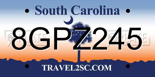 8GPZ245 South Carolina License Plate