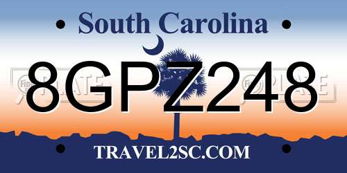 8GPZ248 South Carolina License Plate