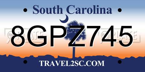 8GPZ745 South Carolina License Plate