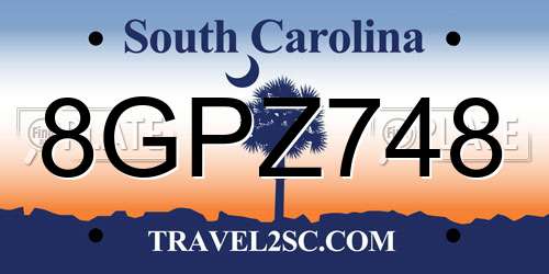 8GPZ748 South Carolina License Plate