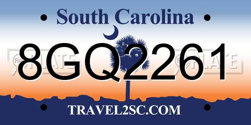 8GQ2261 South Carolina License Plate