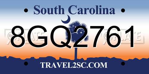8GQ2761 South Carolina License Plate
