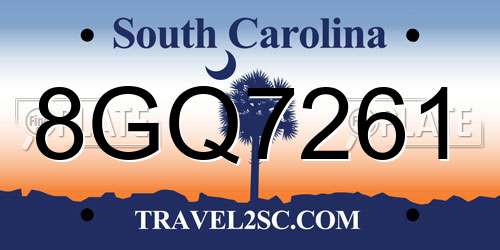 8GQ7261 South Carolina License Plate