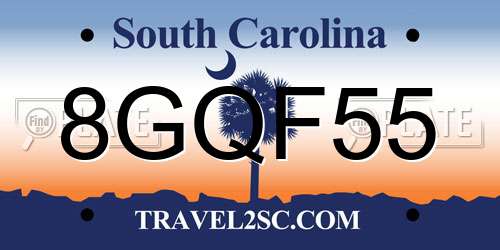 8GQF55 South Carolina License Plate
