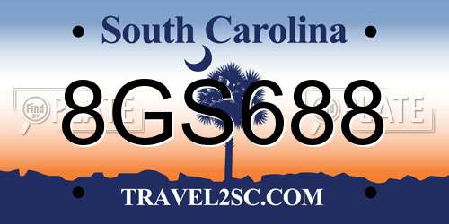 8GS688 South Carolina License Plate