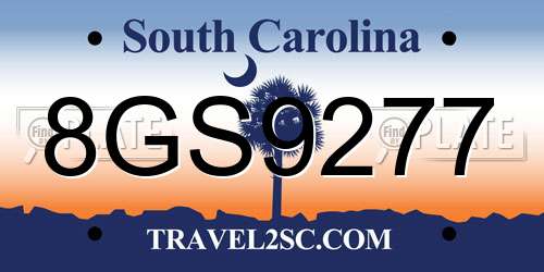 8GS9277 South Carolina License Plate