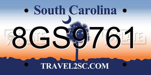 8GS9761 South Carolina License Plate