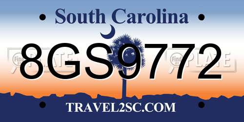 8GS9772 South Carolina License Plate