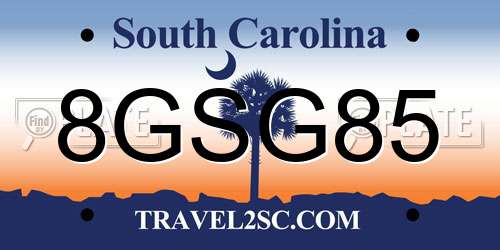 8GSG85 South Carolina License Plate