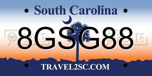 8GSG88 South Carolina License Plate