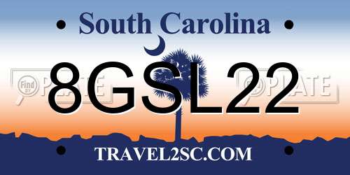 8GSL22 South Carolina License Plate