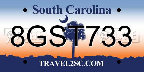 8GST733 South Carolina License Plate